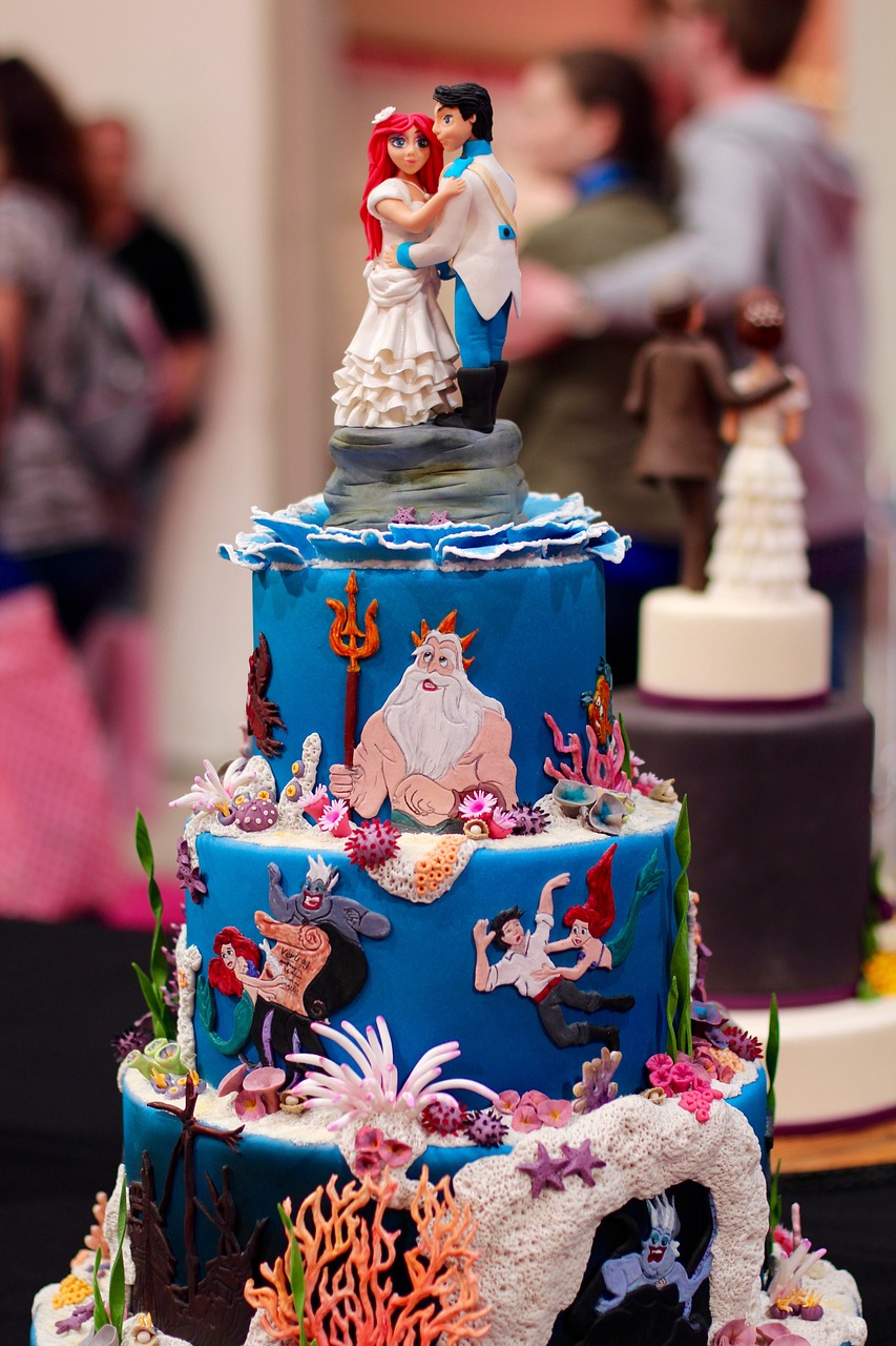 cake, ariel, mermaid